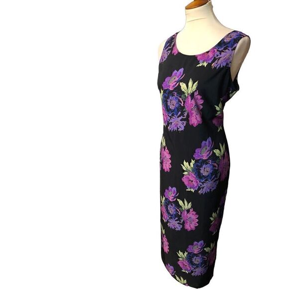 JM Collection black purple floral sheath maxi dress Size M - Picture 4 of 13